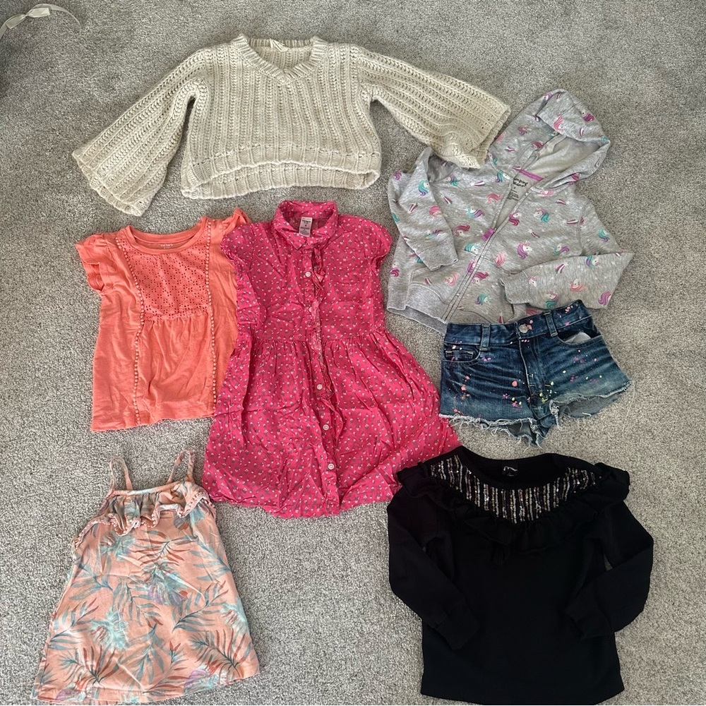 7 piece girls size 5/6 lot Mia joy chunky knit sweater, Carters, jumping bean.